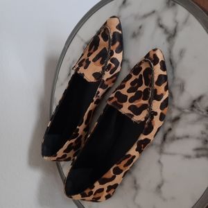 Leopard Calf Pony Hair Loafers Flats Slip Ons